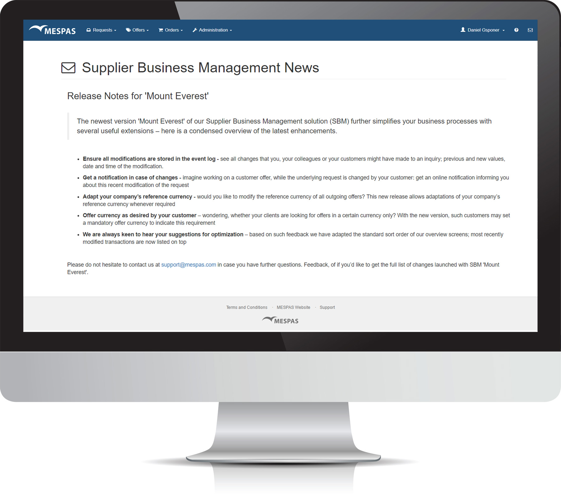 New Version ‘Mount Everest’ of MESPAS Supplier Business Management is Launched