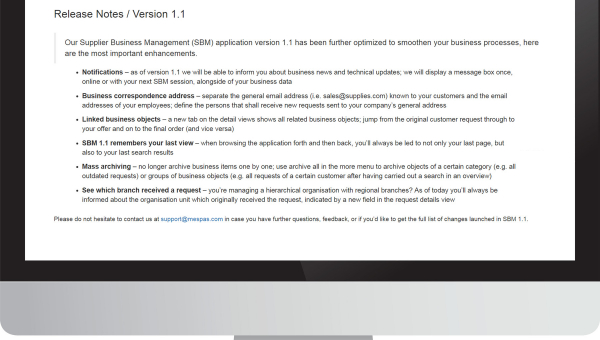 New Version 1.1 of Supplier Business Management is Launched