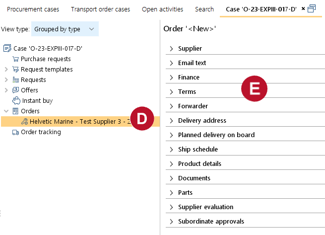 Standards Create Order Create order